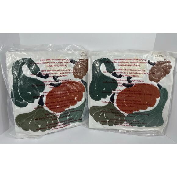 Embroidered Thanksgiving Throw Pillow Gourds 14" x 14" - SET of 2 - Picture 4 of 5